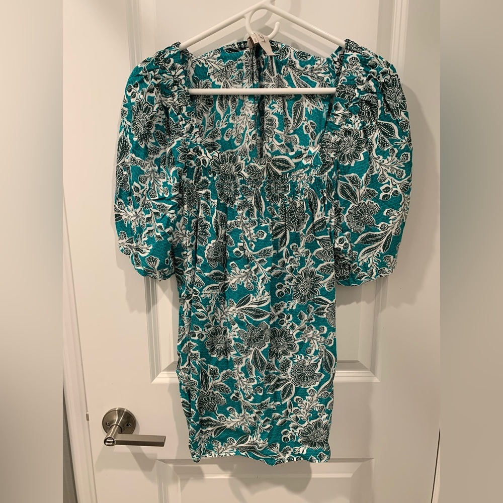 LOFT Floral Flutter Sleeve Square Neck Top